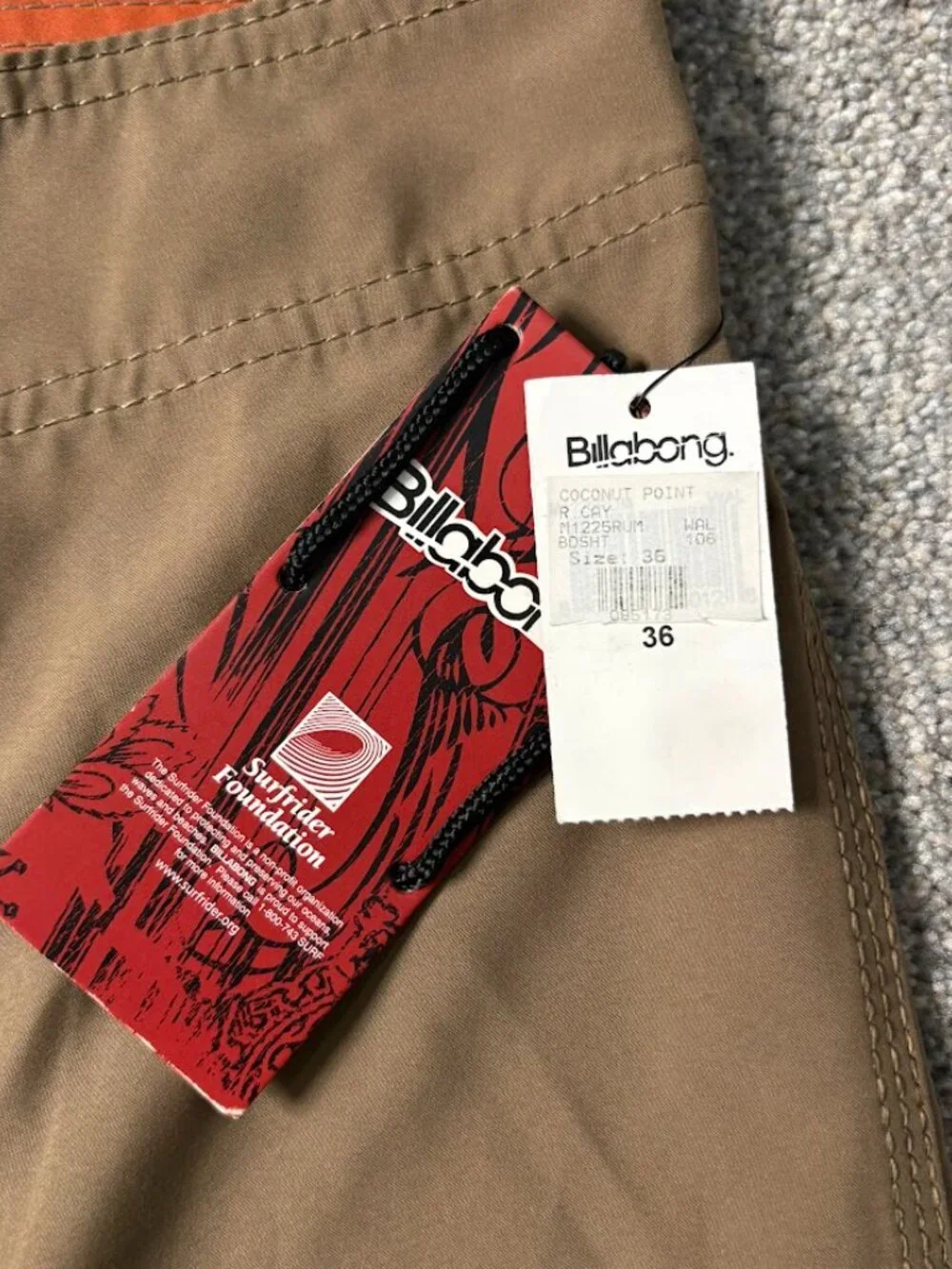 New Vintage Y2K Brown Billabong Men’s Size 36 Board Shorts Surf Swim Trunks